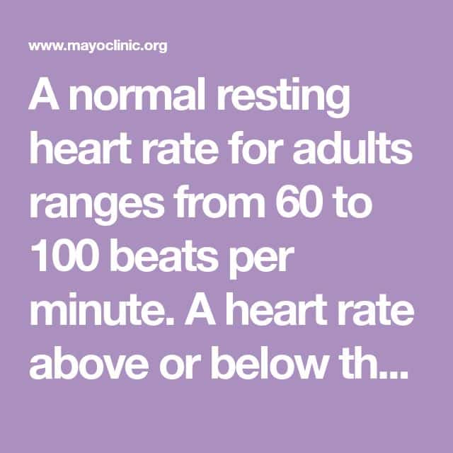A normal resting heart rate for adults ranges from 60 to 100 beats per ...