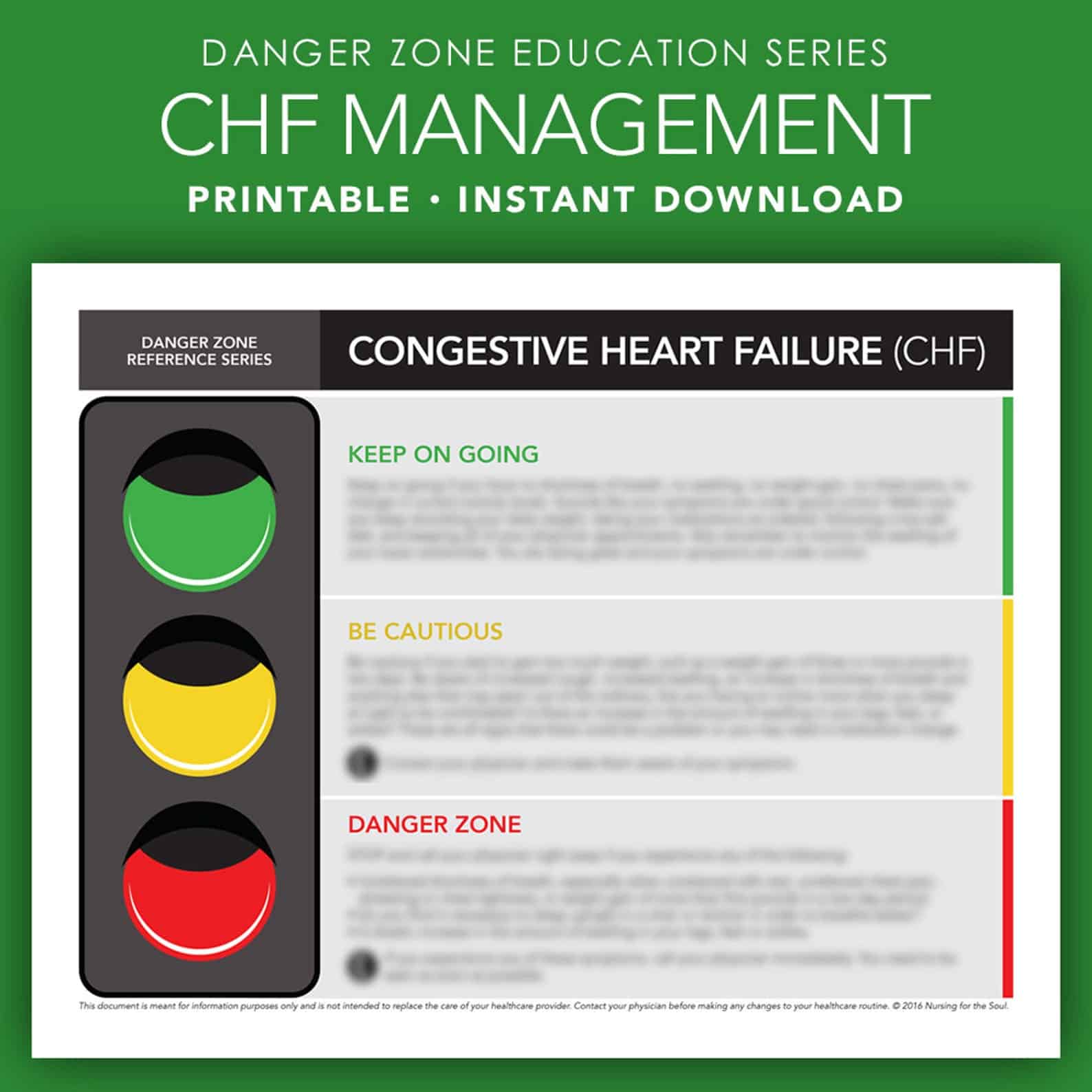 CHF Management Printable Congestive Heart Failure Danger
