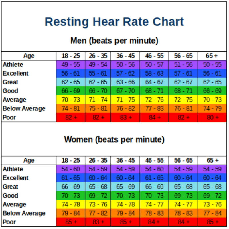 Exercise Heart Rate Chart By Age And Gender