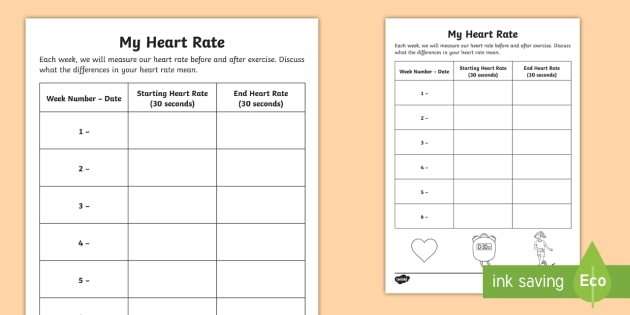 Heart Rate Recording Worksheet (teacher made)